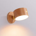 Round Wood LED Wall Sconce With Minimalist One Light Design And Warm Glow