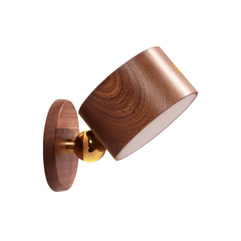 Round Wood LED Wall Sconce With Minimalist One Light Design And Warm Glow