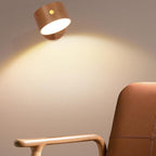 Round Wood LED Wall Sconce With Minimalist One Light Design And Warm Glow