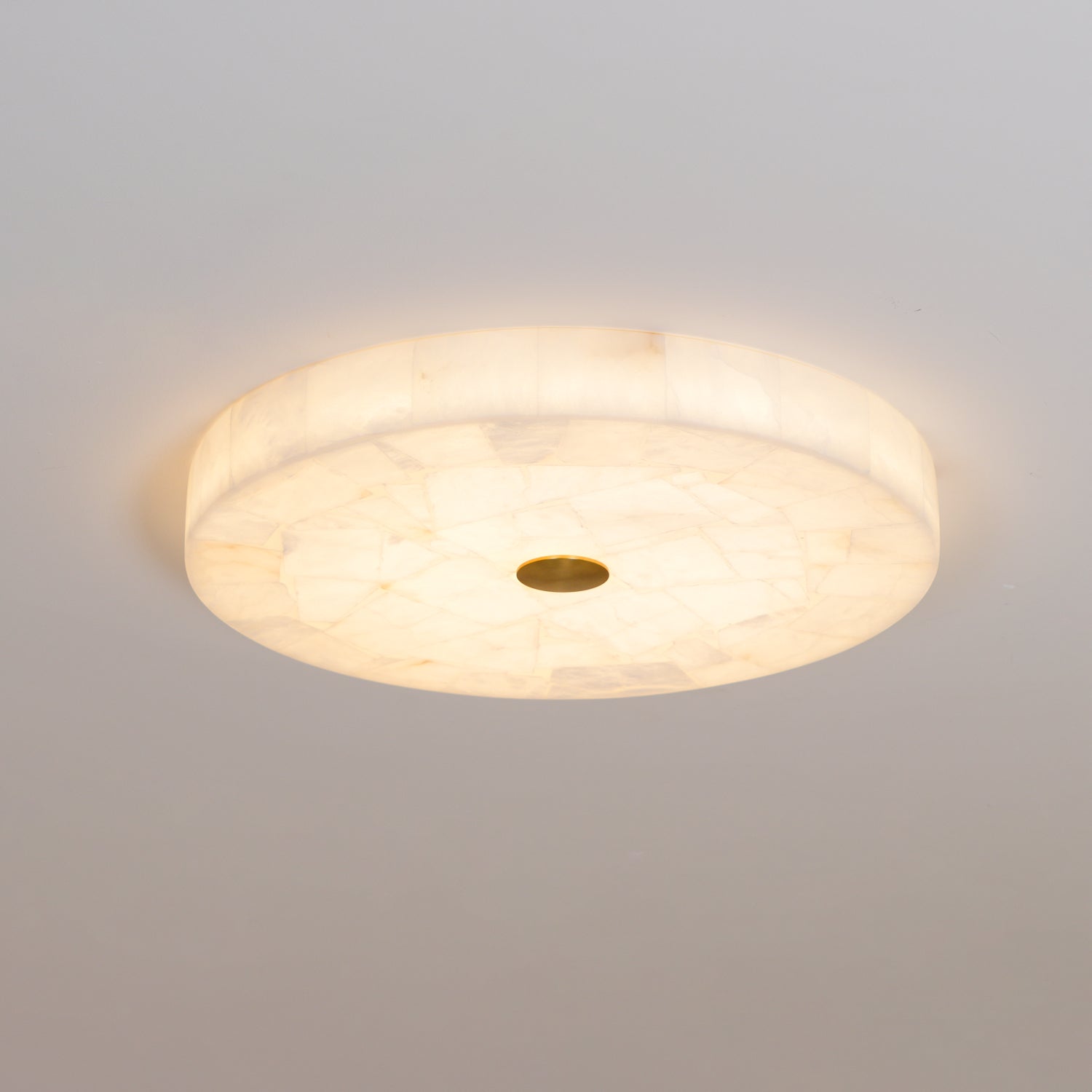 Alabaster Flush Mount Ceiling Light, Mosaic Stone, Integrated LED