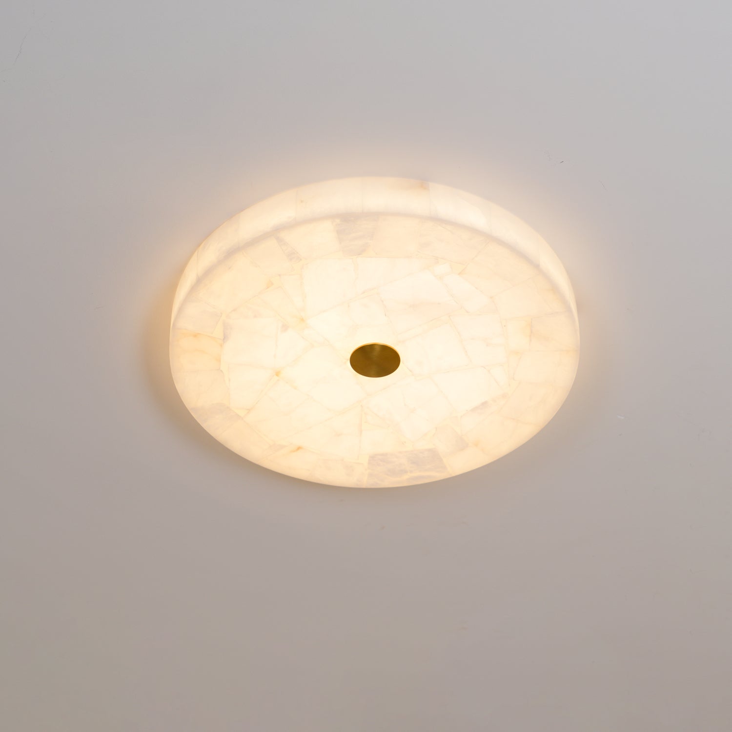Alabaster Flush Mount Ceiling Light, Mosaic Stone, Integrated LED