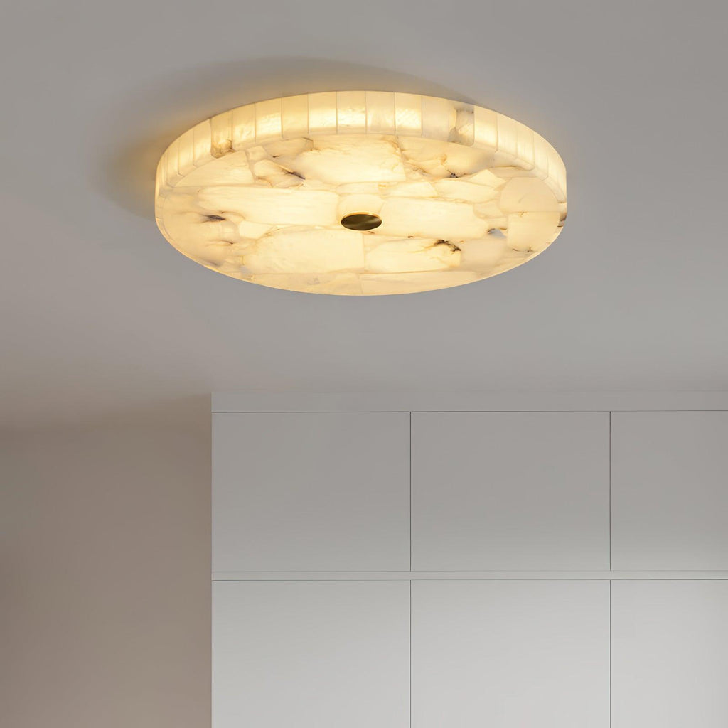 Alabaster Flush Mount Ceiling Light, Mosaic Stone, Integrated LED