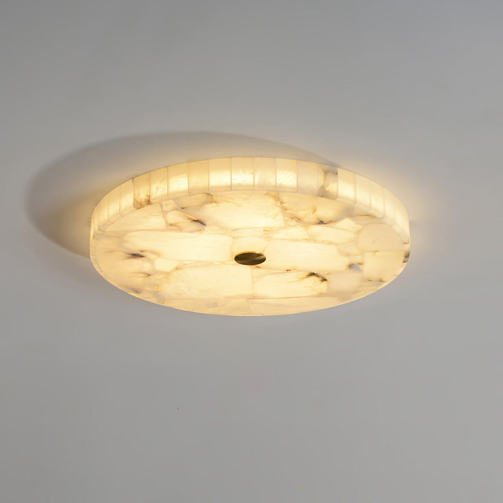 Alabaster Flush Mount Ceiling Light, Mosaic Stone, Integrated LED