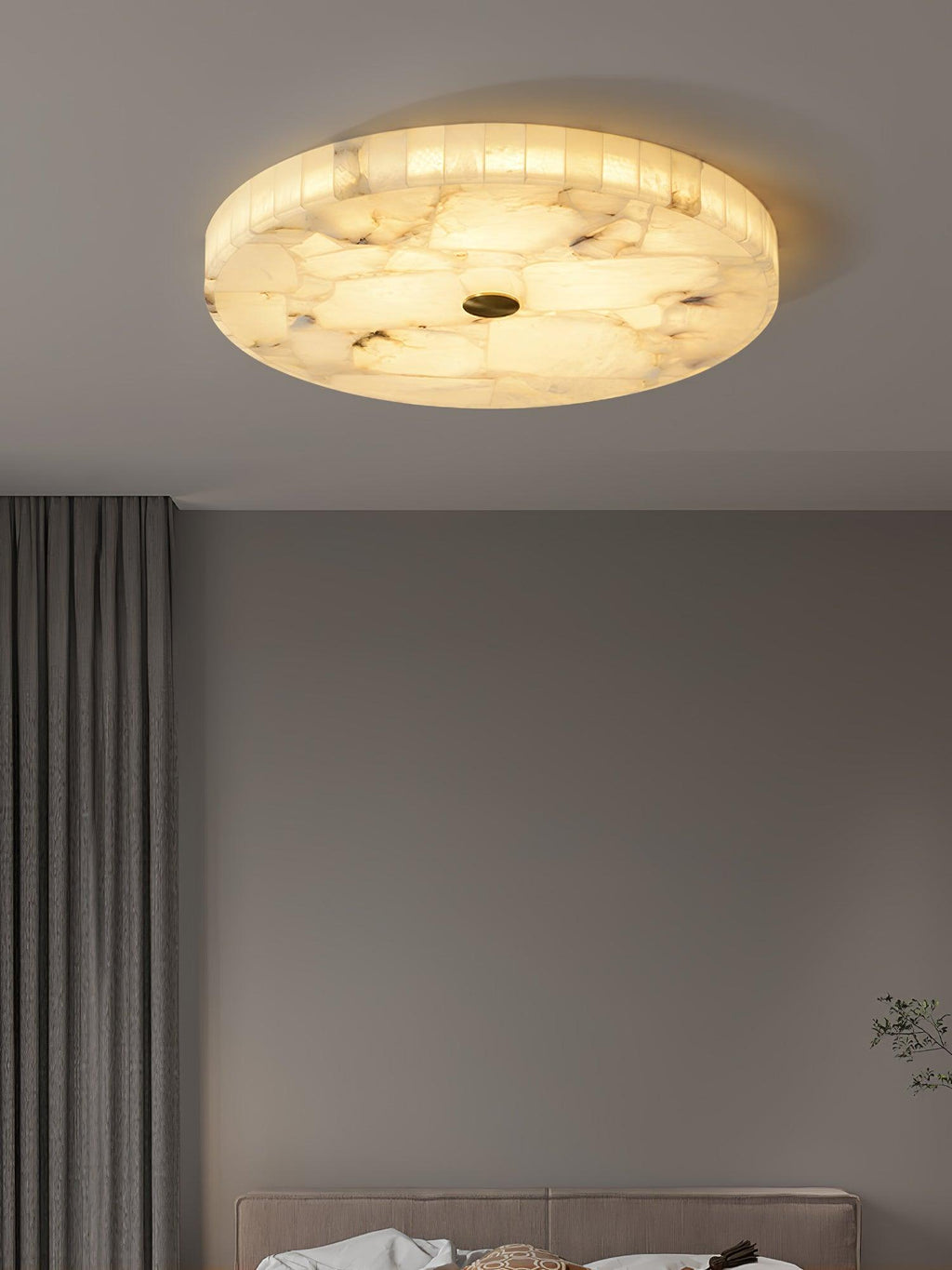 Alabaster Flush Mount Ceiling Light, Mosaic Stone, Integrated LED