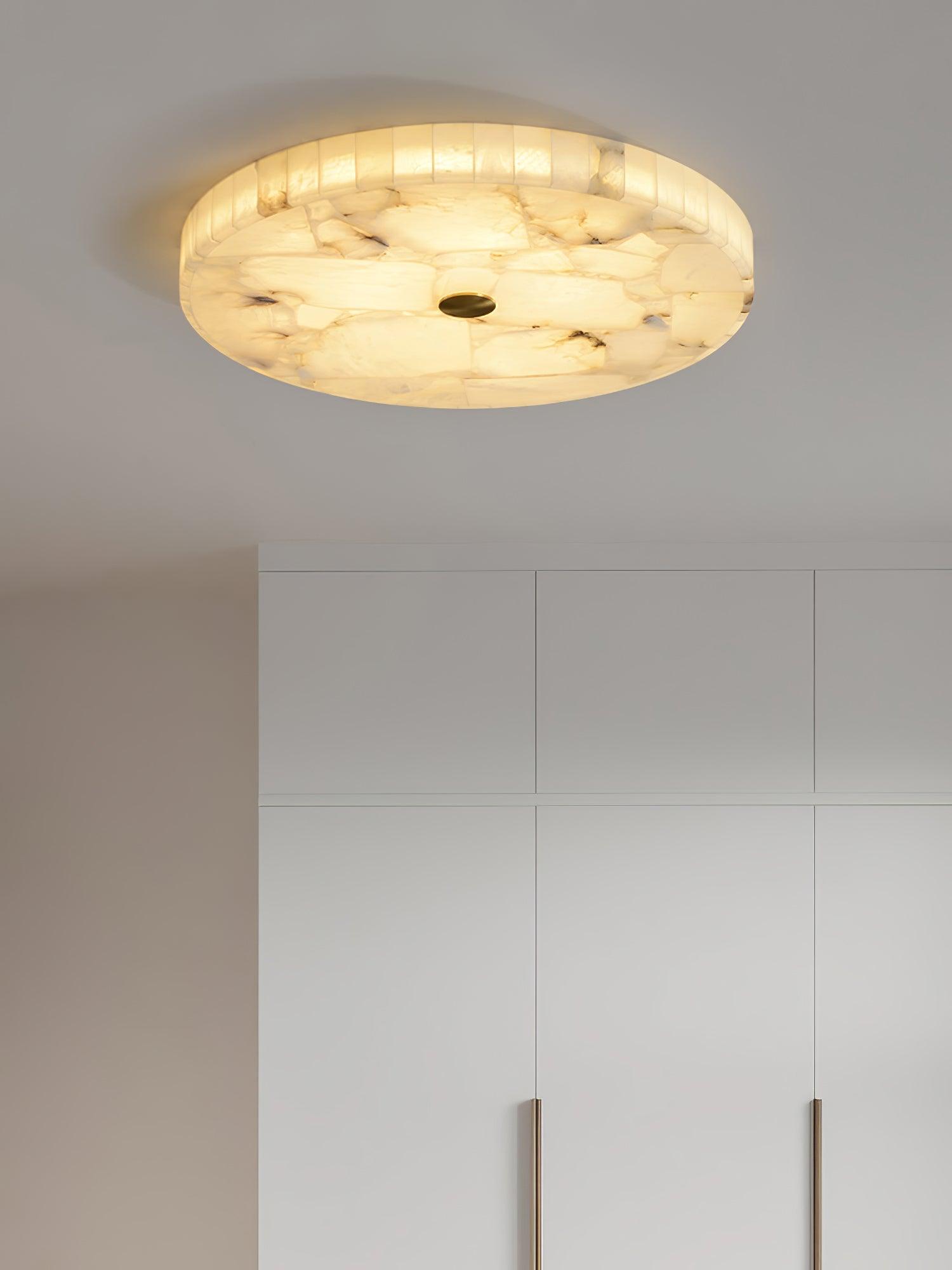 Alabaster Flush Mount Ceiling Light, Mosaic Stone, Integrated LED