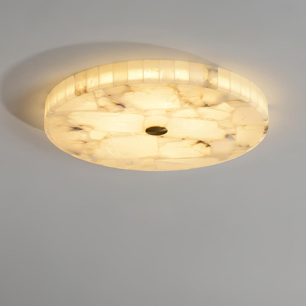 Alabaster Flush Mount Ceiling Light, Mosaic Stone, Integrated LED