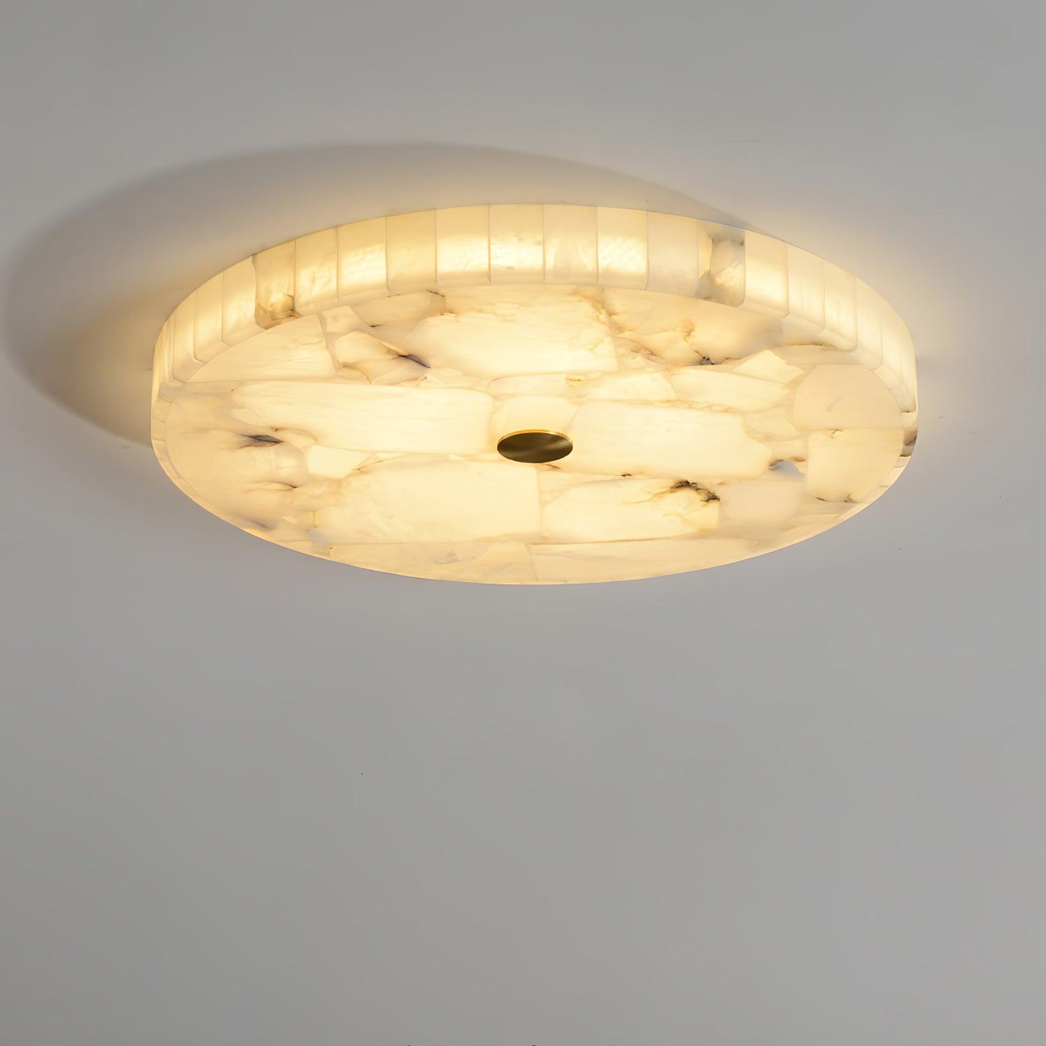 Alabaster Flush Mount Ceiling Light, Mosaic Stone, Integrated LED