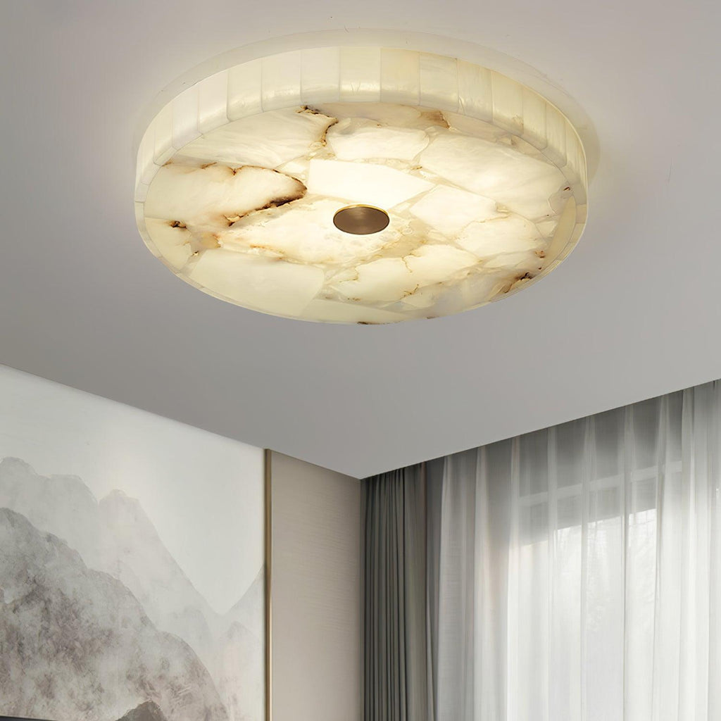 Alabaster Flush Mount Ceiling Light, Mosaic Stone, Integrated LED