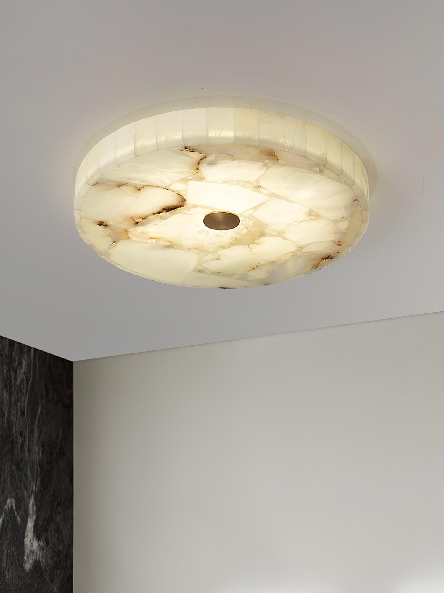 Alabaster Flush Mount Ceiling Light, Mosaic Stone, Integrated LED