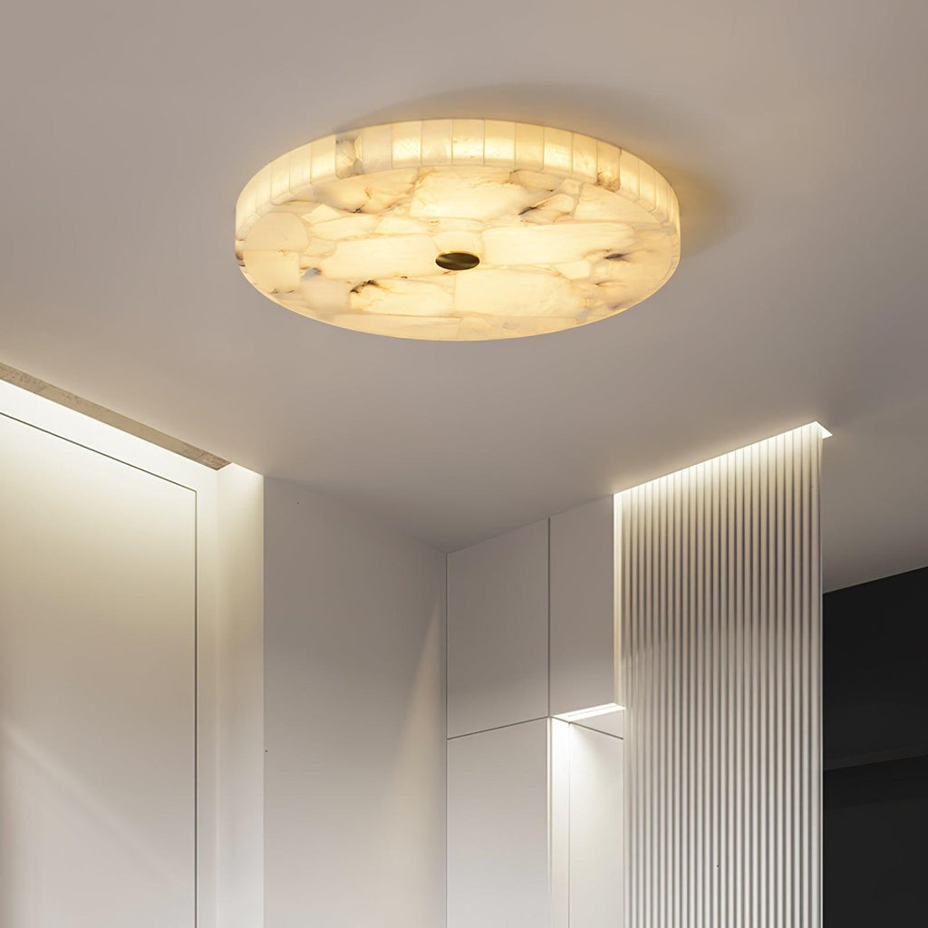 Alabaster Flush Mount Ceiling Light, Mosaic Stone, Integrated LED