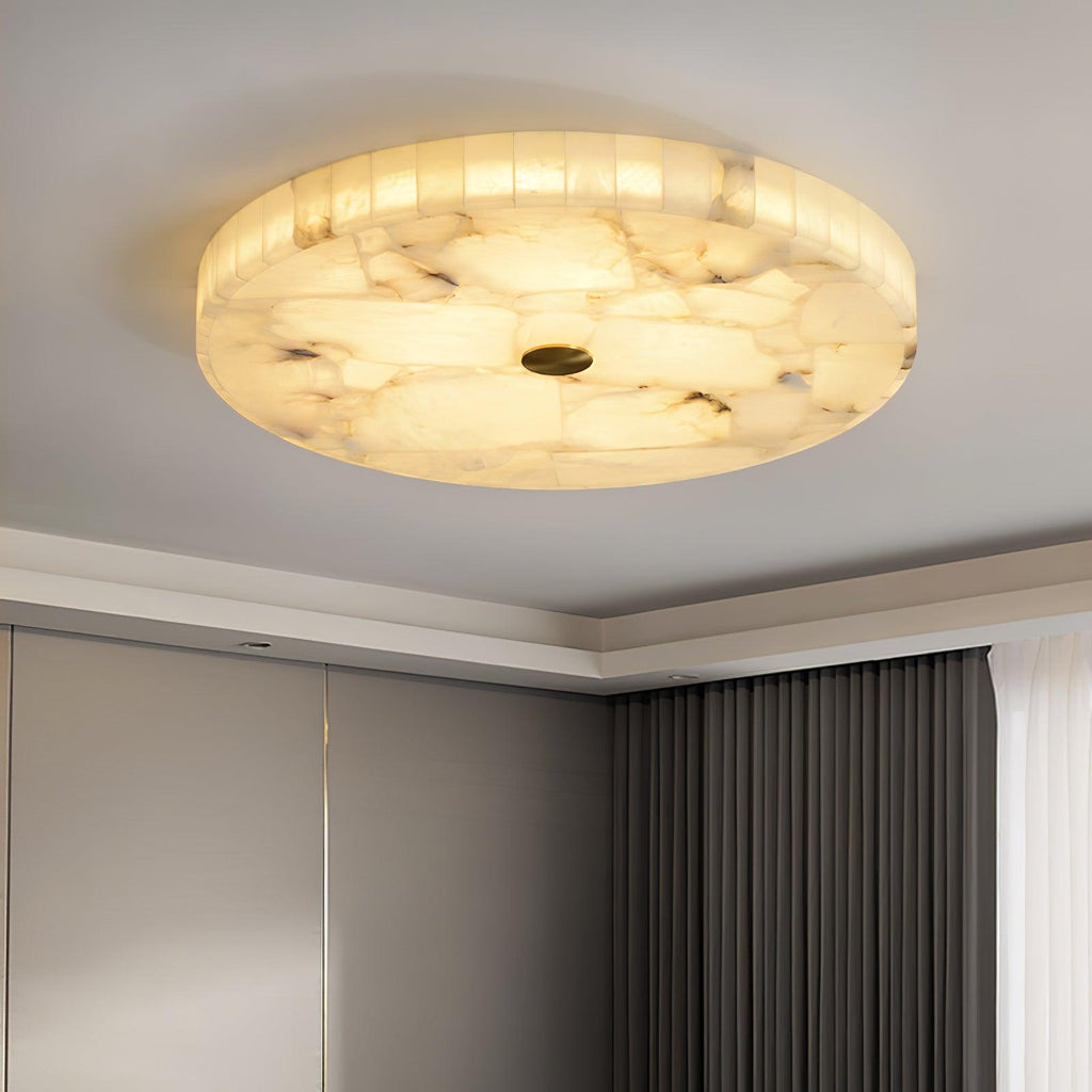 Alabaster Flush Mount Ceiling Light, Mosaic Stone, Integrated LED