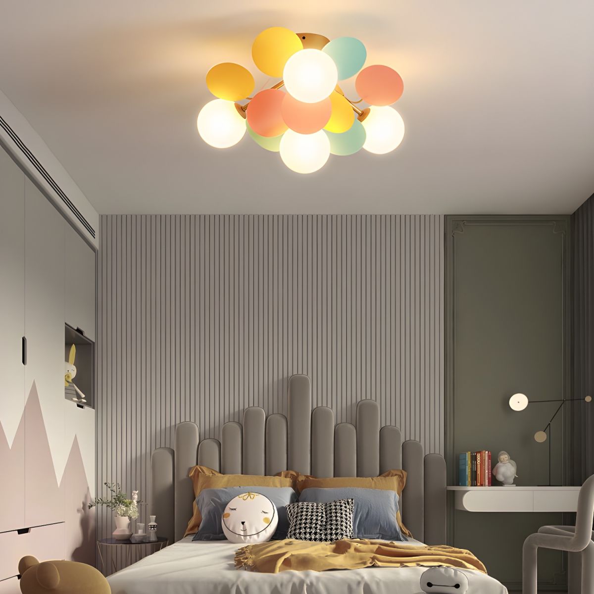 Multi-head macaron ceiling lamp styled in a modern space
