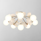 Pastel macaron ceiling lamp lit softly in an interior