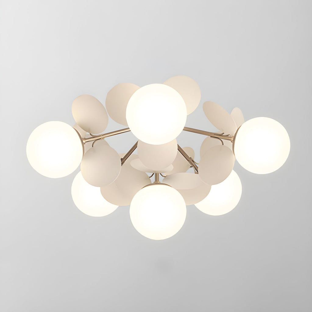 Multi-head macaron ceiling lamp glowing warm white