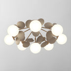 Macaron ceiling lamp with white discs on a plain background