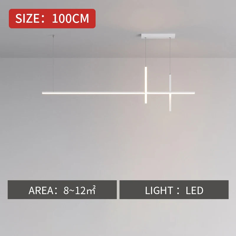 Black Minimalist LED Pendant Light, Dimmable Suspension Lamp For Dining Tables