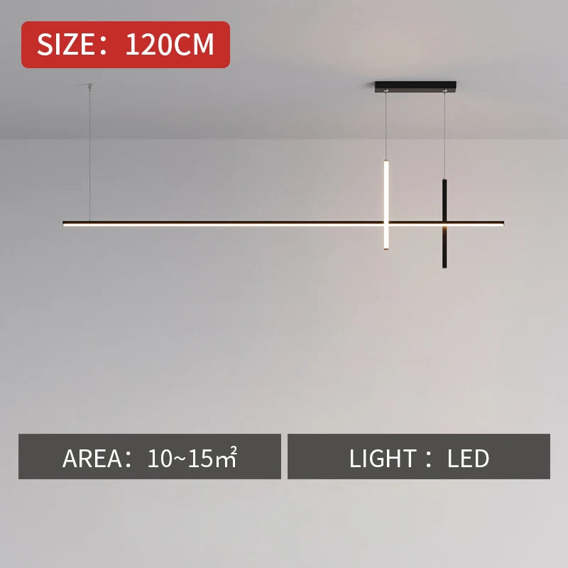 Black Minimalist LED Pendant Light, Dimmable Suspension Lamp For Dining Tables