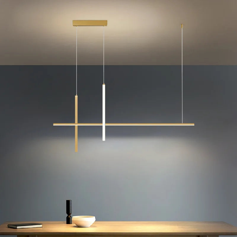 Black Minimalist LED Pendant Light, Dimmable Suspension Lamp For Dining Tables
