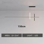 Black Minimalist LED Pendant Light, Dimmable Suspension Lamp For Dining Tables