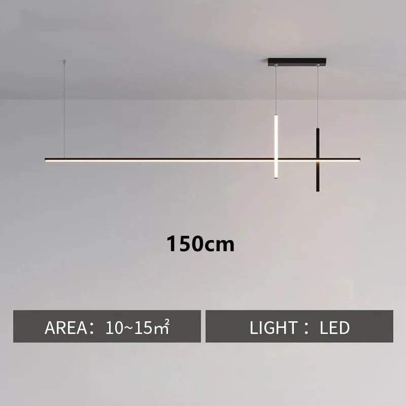 Black Minimalist LED Pendant Light, Dimmable Suspension Lamp For Dining Tables