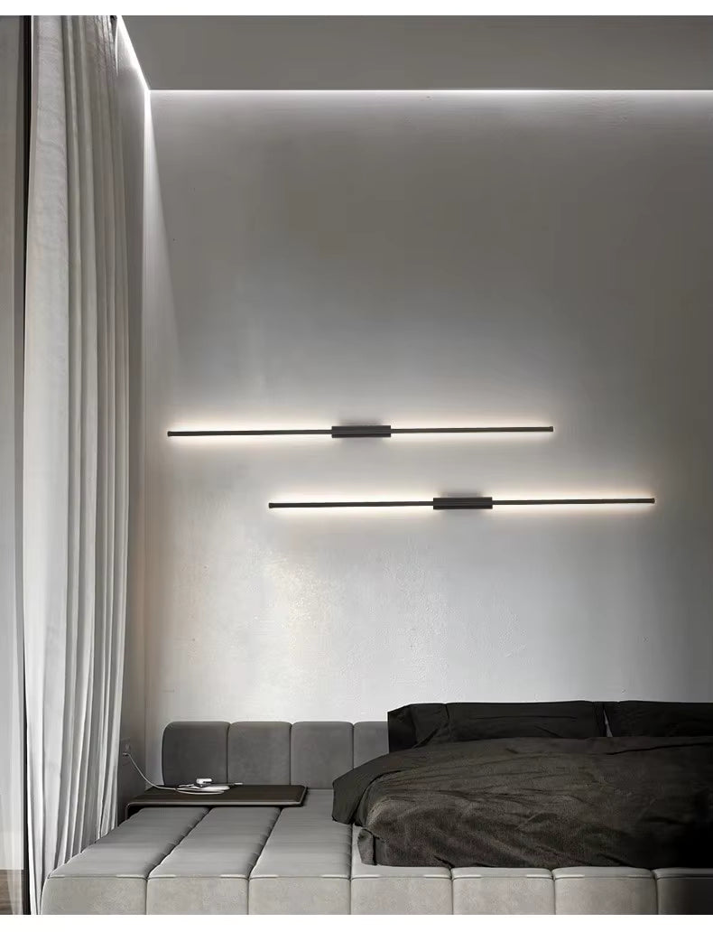 LED-strimmel væglampe, sort aluminium sofa- og TV-baggrundsbelysning