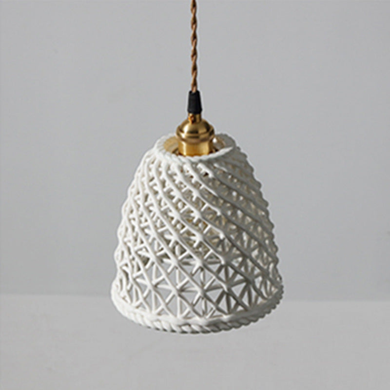 Ceramic Dome Pendant Light, Metal Frame, White or Blue, Kitchen Island Ready