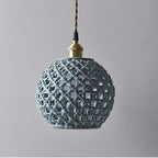 Ceramic Dome Pendant Light, Metal Frame, White or Blue, Kitchen Island Ready