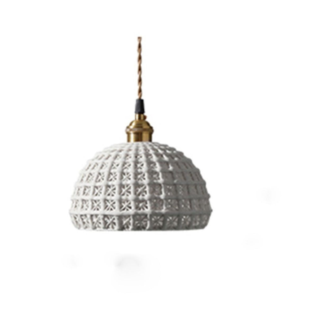 Ceramic Dome Pendant Light, Metal Frame, White or Blue, Kitchen Island Ready