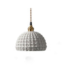 Ceramic Dome Pendant Light, Metal Frame, White or Blue, Kitchen Island Ready