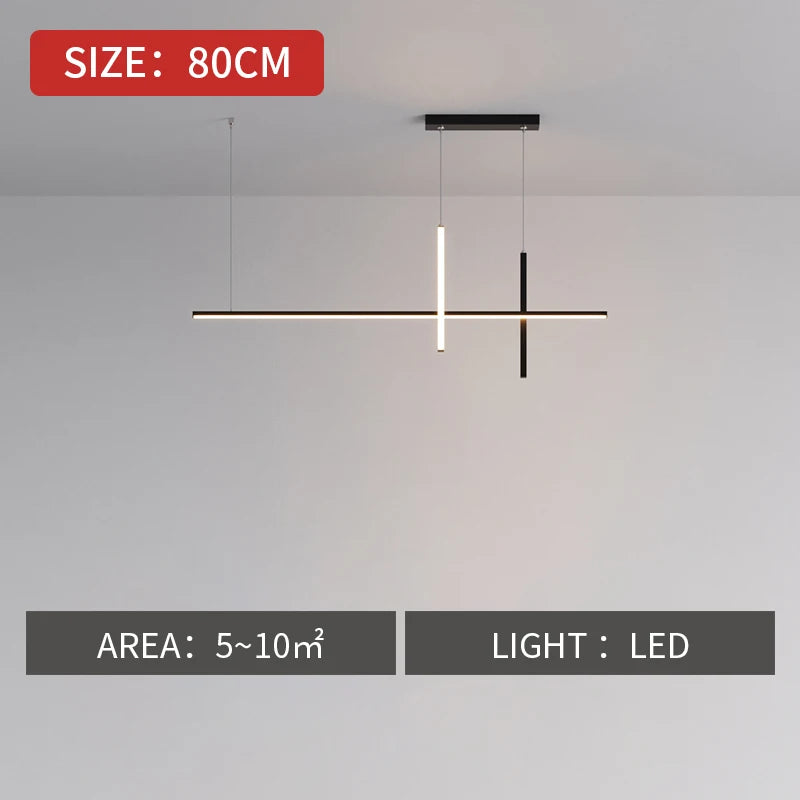 Black Minimalist LED Pendant Light, Dimmable Suspension Lamp For Dining Tables