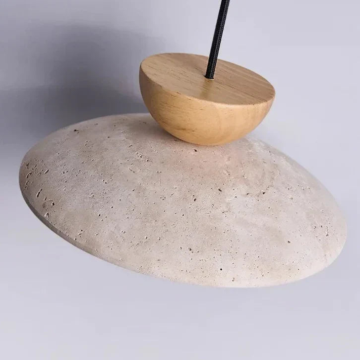 Natural Travertine Stone Pendant Light With Warm Ambient Glow