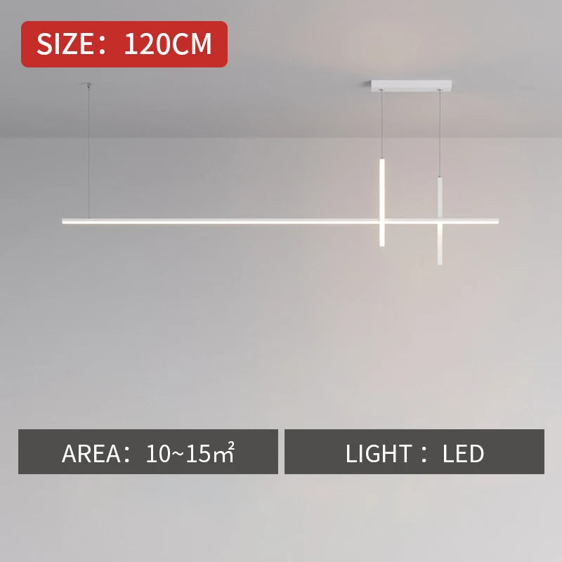 Black Minimalist LED Pendant Light, Dimmable Suspension Lamp For Dining Tables