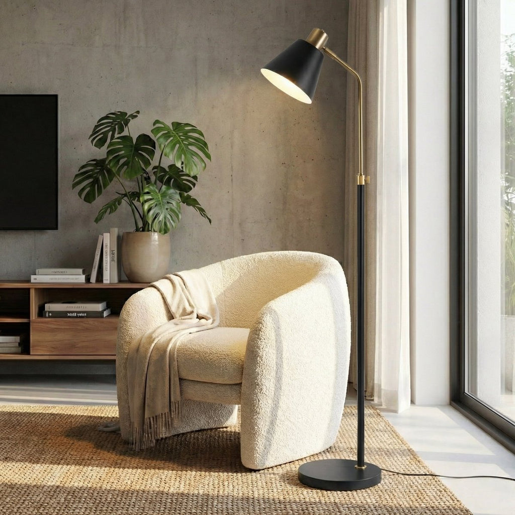 Nordic Floor Lamp, Wooden Base, 60-Inch Height, Simple Minimalist Design