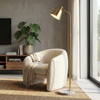 Nordic Floor Lamp, Wooden Base, 60-Inch Height, Simple Minimalist Design