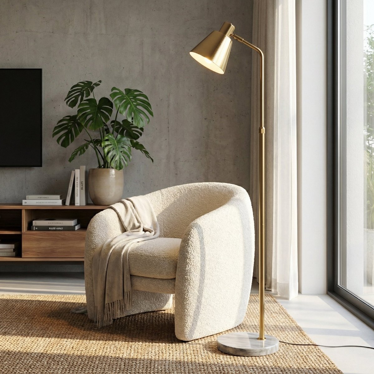 Nordic Floor Lamp, Wooden Base, 60-Inch Height, Simple Minimalist Design