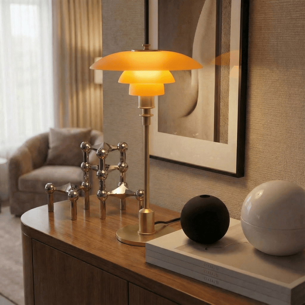 Elegant Nordic Glass Table Lamp With Halo Glow 15 Inch Tall