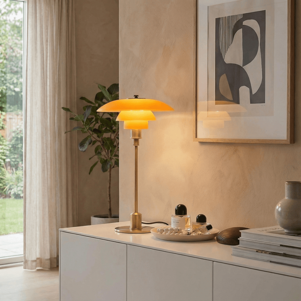 Elegant Nordic Glass Table Lamp With Halo Glow 15 Inch Tall
