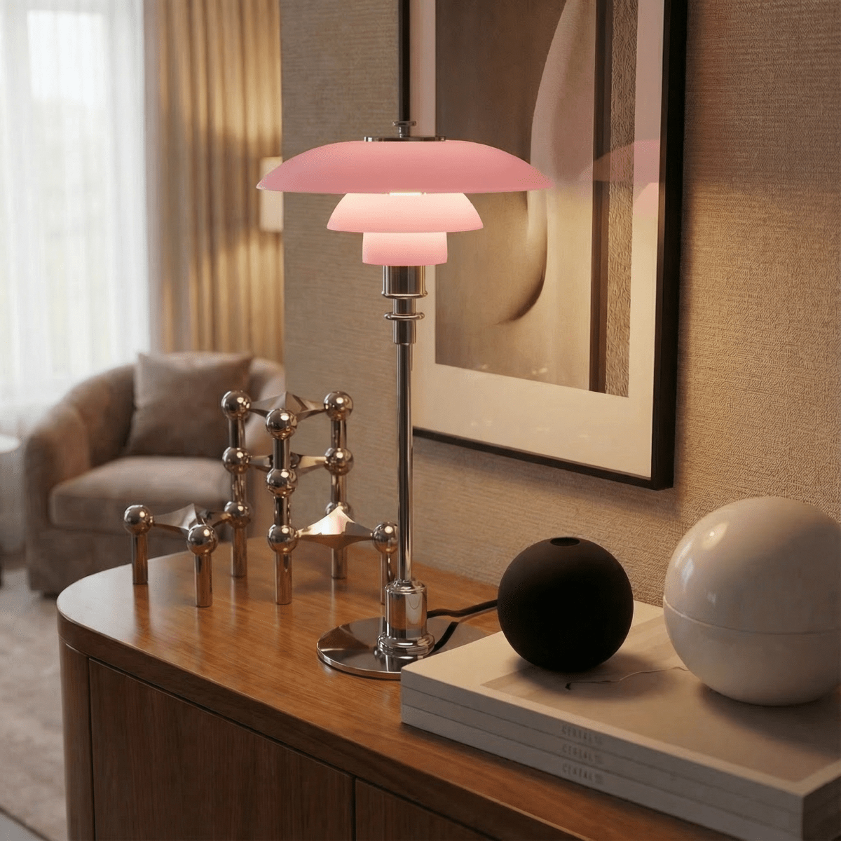 Elegant Nordic Glass Table Lamp With Halo Glow 15 Inch Tall