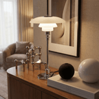 Elegant Nordic Glass Table Lamp With Halo Glow 15 Inch Tall