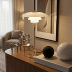 Elegant Nordic Glass Table Lamp With Halo Glow 15 Inch Tall