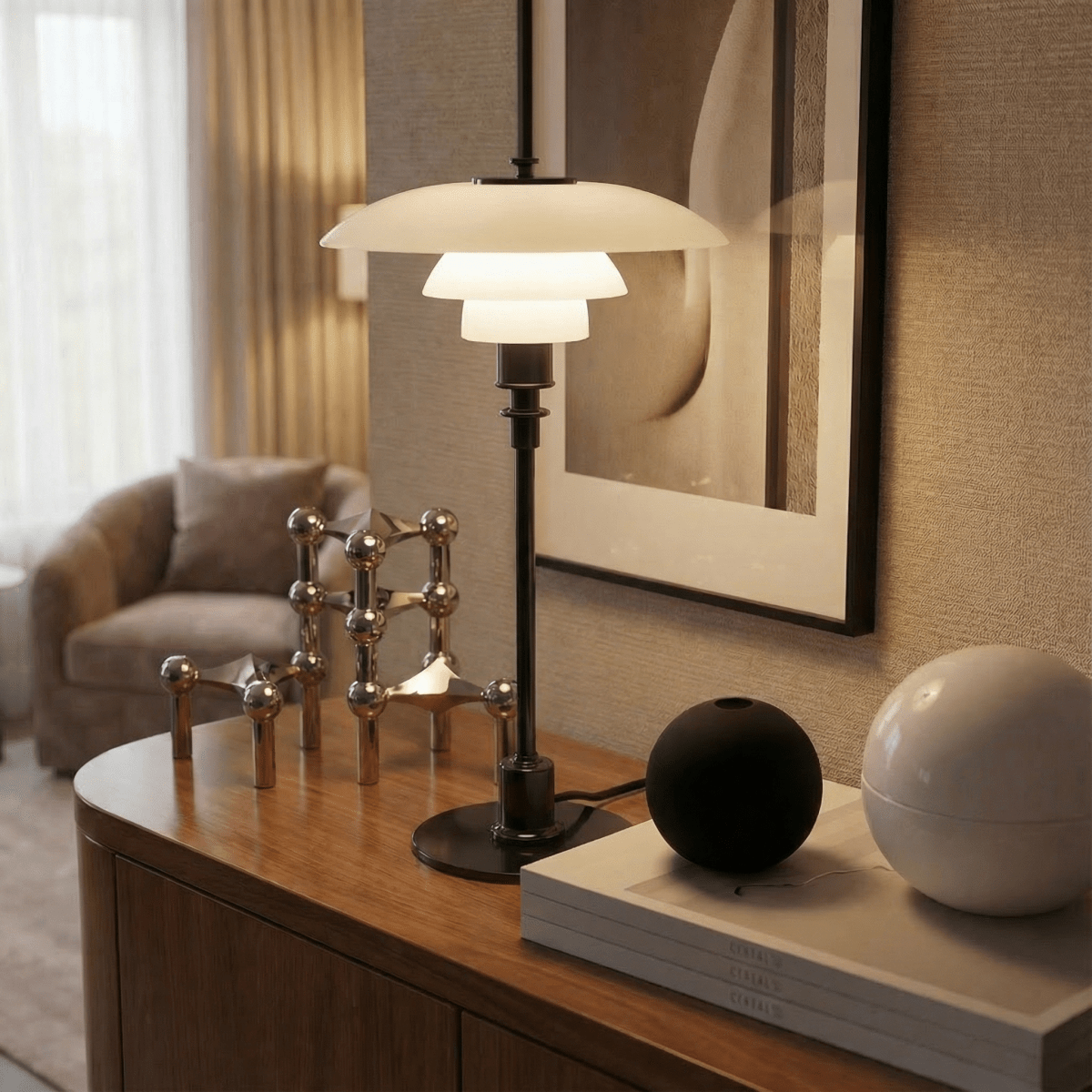 Elegant Nordic Glass Table Lamp With Halo Glow 15 Inch Tall