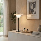 Elegant Nordic Glass Table Lamp With Halo Glow 15 Inch Tall