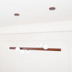 Scandinavian walnut pendant light with five opal glass globes