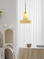 Schoolhouse pendant with glass shade and long globe filament
