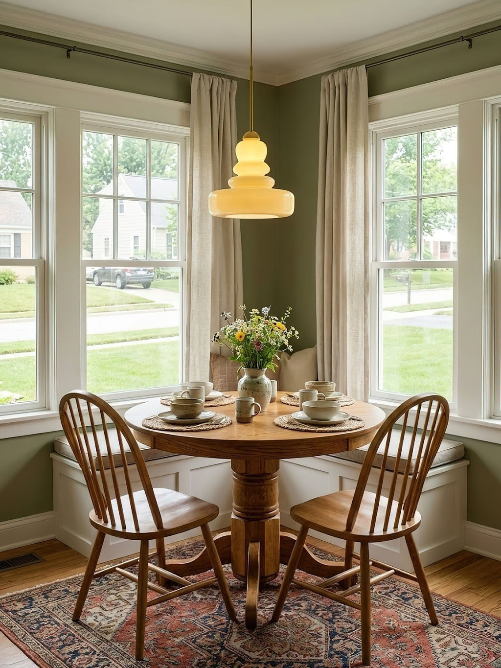 Schoolhouse pendant light glass shade and slim metal cap