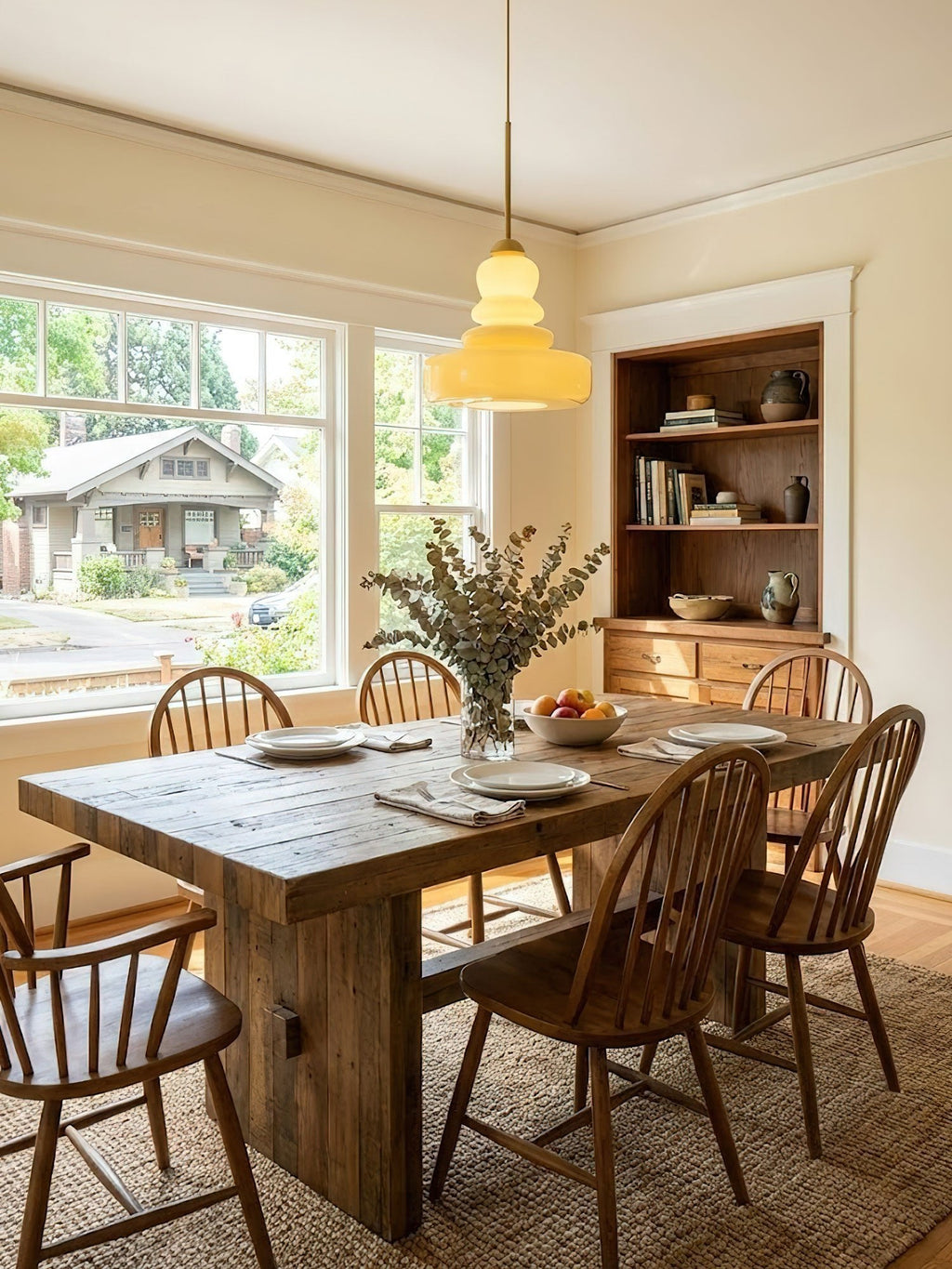 Schoolhouse glass pendant light shown from the side