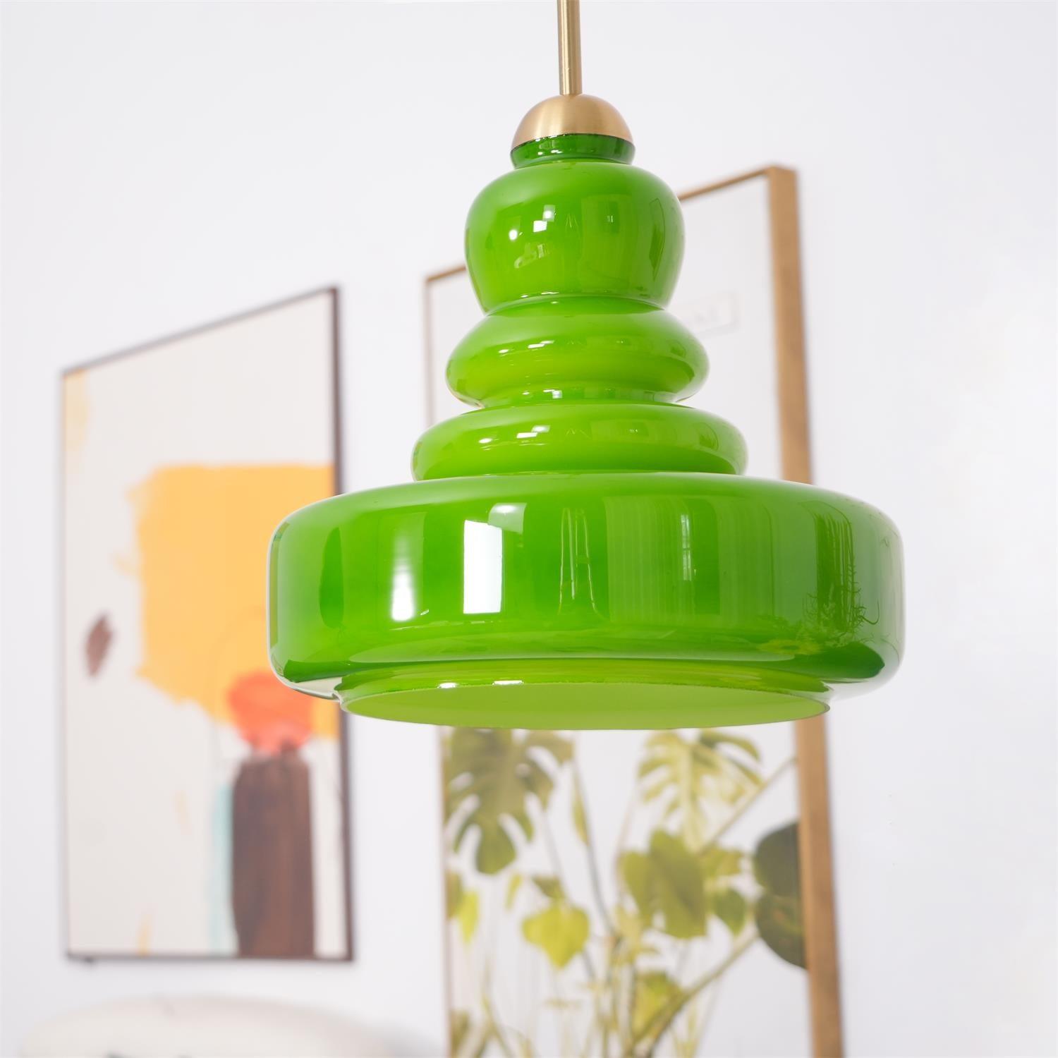 Schoolhouse pendant light with glass shade and globe bulb