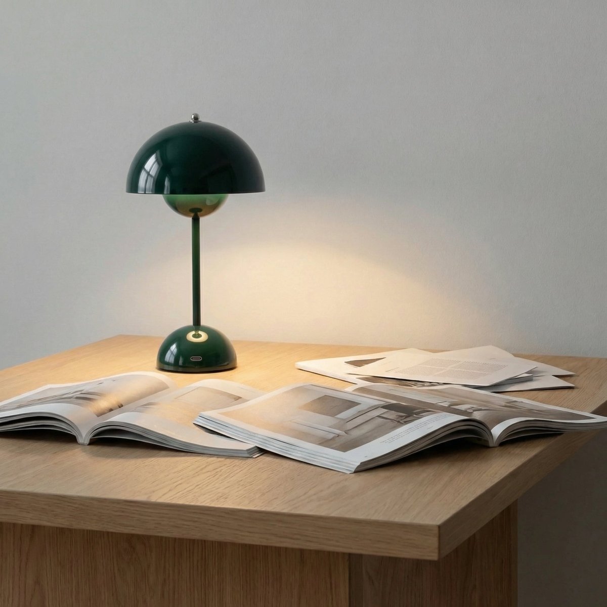 Sculpted Gloss Dome Lamp, Modern Style, 12-Inch Tall Fixture