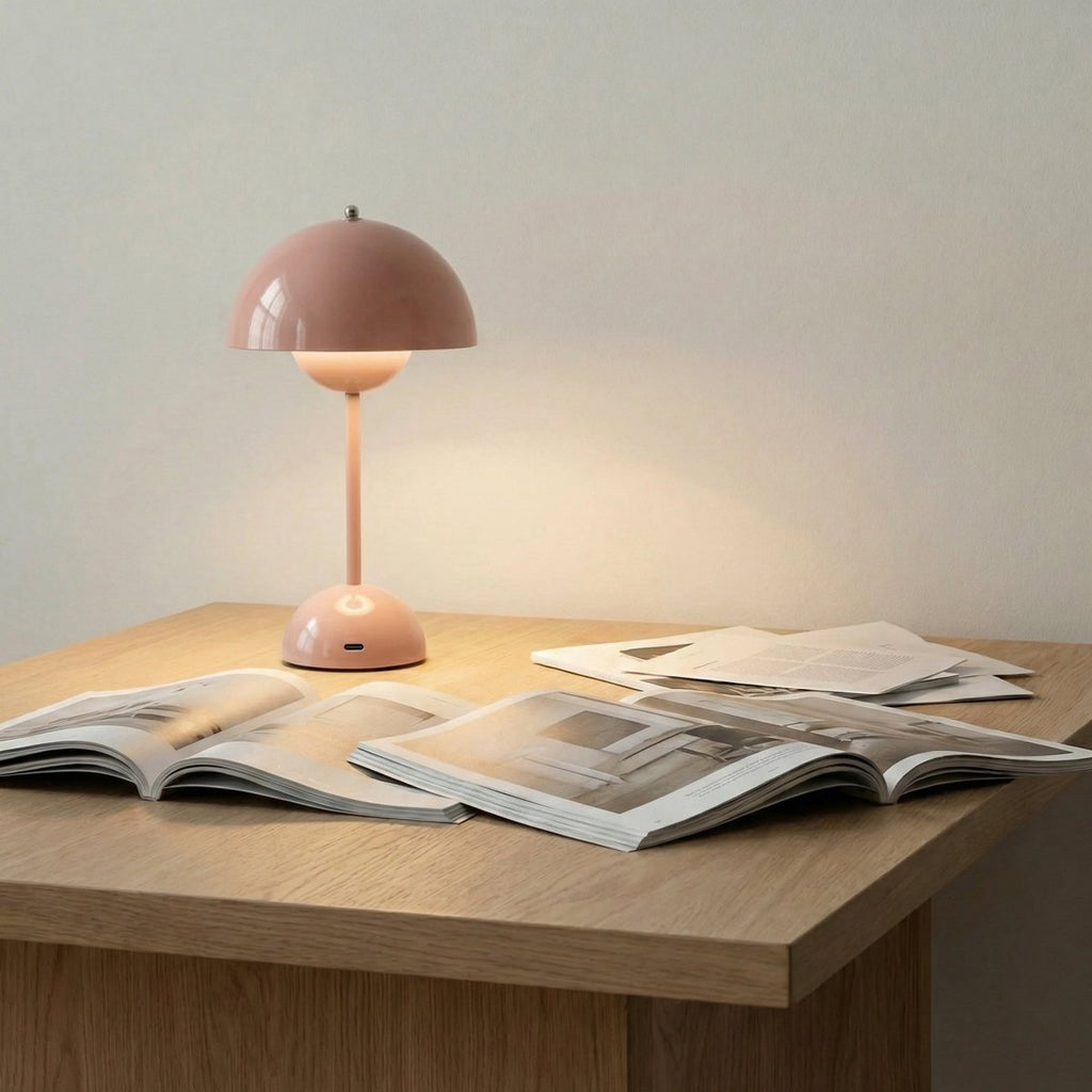 Sculpted Gloss Dome Lamp, Modern Style, 12-Inch Tall Fixture