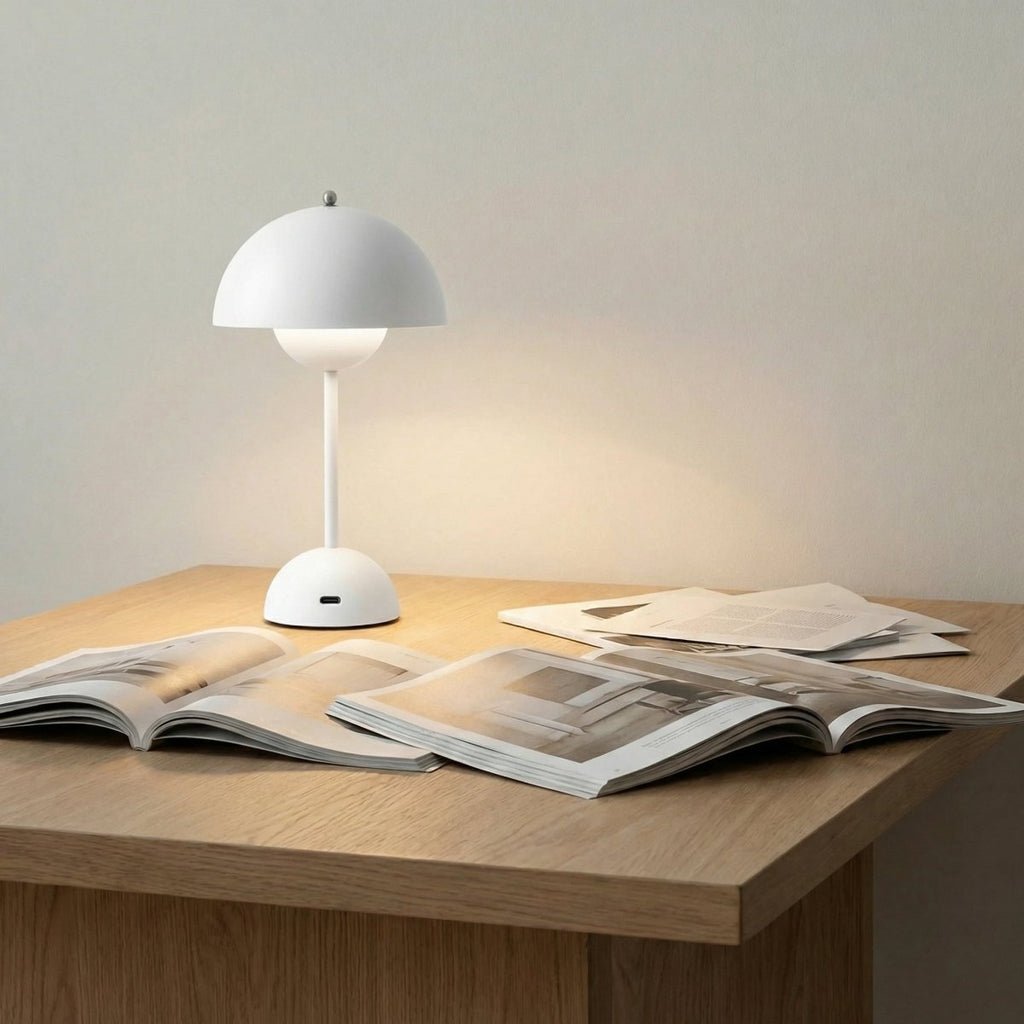 Sculpted Gloss Dome Lamp, Modern Style, 12-Inch Tall Fixture